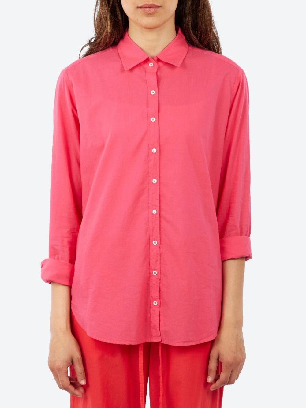 XiRENA Beau Button-Down Lightweight Collared Cotton Poplin Shirt - Red Sky